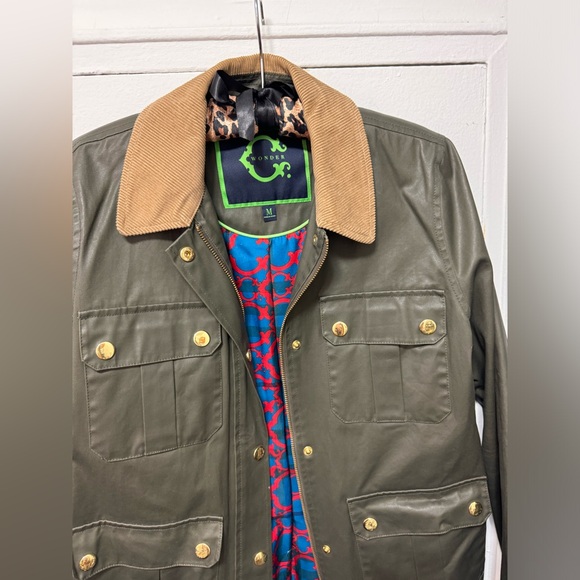 C. Wonder Lightweight Utility Barn Jacket Olive Green Corduroy Medium Fisherman - Picture 3 of 5